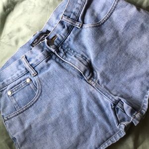 Light wash jean shorts